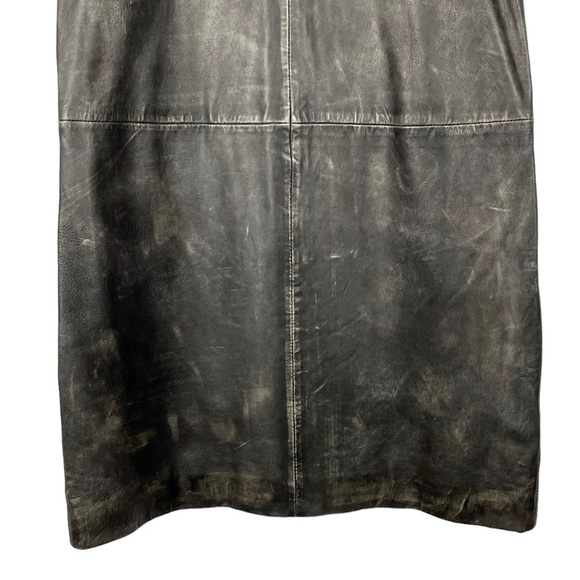 HUGO BOSS DISTRESSED LEATHER SLEEVELESS EMBROIDERED FITTED SHEATH MINI DRESS - Picture 7 of 15